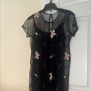 Hollister Black and Pink Asymmetrical Embellished Sheath Dress